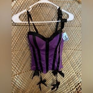 Hot Topic Purple and Black Corset Bra